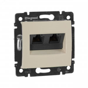 VALENA Розетка компьютерная RJ45х2 в рамку категория 5е слоновая кость 774131