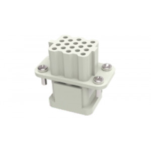 Розеточная контактная вставка DQ-017-FC, Розеточная контактная вставка, обжимная фиксация, 17 полюсов + PE, типоразмер DC, 250V, 10A, (обжимные контакты поставляются отдельно)