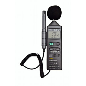 DT-8820, Многофункциональный тестер окружающей среды 4 в 1. Измерение уровня шума 35..130дБ ±3,5 дБ, освещенности: 0,1…20клк ±5%, влажности: 25…95%RH и температуры:−20…50°С±3%, термопара тип К −20…750°С
