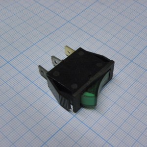 IRS-101-1C3-G/B, Переключатель ON-OFF с подсветкой 10A 250VAC 10000 циклов вогнутая кнопка зелёная
