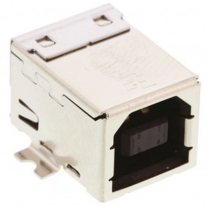 1-1734346-1, Разъем USB тип B, USB 2.0, розетка, 4 вывод(-ов), Поверхностный Монтаж, Прямой Угол