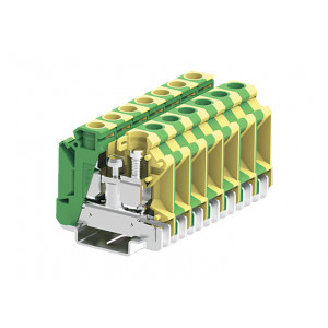 Заземляющая клемма 316993, Заземляющая клемма, тип фиксации провода: винтовой, номинальное сечение: 16 мм кв., ширина: 12,2 мм, цвет: желто-зеленый, тип монтажа: DIN35