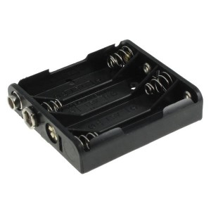 12BH441B-GR, Контакты, защелки, держатели и пружины для цилиндрических батарей 4 "AAA" W/SNAPS BLK