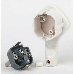 Вилка V5(U) ультраплоская с заземл. 16А с кольцом белая ЭРА Б0026331