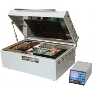 Печь конвекционного оплавления Магистр-ПКО-02, предназначена для пайки печатных плат в условиях единичного и мелкосерийного производства, а также пайки опытных образцов. Максимальный размер платы 320х230мм