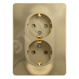 Розетка 2-м СП Glossa 16А IP20 с заземл. защ. шторки в сборе титан SE GSL000426