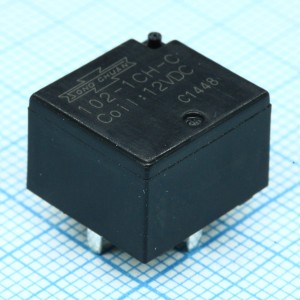 102-1CH-C 12VDC, Реле автомобильное, пайка в плату. Упр.: 12VDC, Потр. мощн.: 0.64W. Комм.:NO/NC 20А/10A 14VDC, конт.: 1 перекидной, размер (LxWxH) мм: 14.0 х 13.0 х 9.5