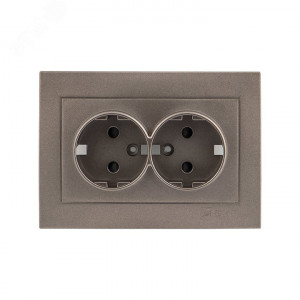 Валенсия лицевая панель розетки 2-местной с/з 16А графит с защ. штор. PROxima ESR16-L-128-60
