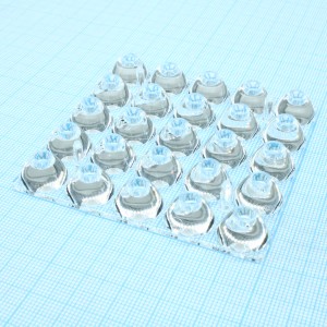 C12607_VIRPI-S, Групповая квадратная линза на 25 светодиодов LG Innotek серий LEMWA33X/LEMWS36 13° ; эфф=92%; 74.9 x 74.9 мм H:9.4 мм