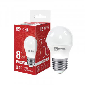 Лампа светодиодная LED-ШАР-VC 8Вт шар 4000К нейтр. бел. E27 760лм 230В 4690612020570