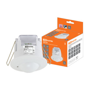 Датчик движения микров. ДДМ-04Т 5,8ГГц 65мм, 1200Вт, 10-720с, 1-8м, 3+лк, 180(сб)+360(св), IP20, SQ0324-0029