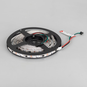 Лента SPI-B60-10mm 12V RGB-PX3 (14.4 W/m, IP20, 5060, 5m) 026367(2), Светодиодная лента SPI-B60, открытая IP20, микросхема 16703. Светодиоды SMD 5060, 60шт/м (300шт на 5 м), 20 pixel/m (1 pixel = 3 LED), белая плата, ширина 10мм, скотч 3М. Цвет RGB, угол 120°. Питание 12 В, мощность 14,4 Вт/м (72 Вт на 5 м). Размеры 5000x1