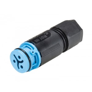 Разъем RST08i3/2S 11 ZR1SH BL, Розеточный разъем на кабель диам. 4-7 мм, IP68(69k), 2 полюса, с продольным уплотнением, цвет: синий, номинальные характеристики: 250V/400V 8A, серия gesis RST MICRO