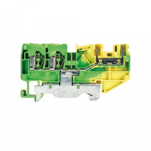 Заземляющая клемма WKF 2,5 D2/8113 SL/35, Заземляющая клемма, для подключения разъема, тип фиксации провода: пружинный, номинальное сечение: 2,5 мм кв., 250V, ширина: 5 мм, цвет: желто-зеленый, тип монтажа: DIN35