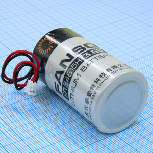 ER34615H-LD/-EHR-02, Li, SOCl2 батарея типоразмера D, 3.6В, 20Ач, разъем с проводами приварены к выводам, -55...85 °C