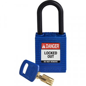 gws150366, Замок SafeKey нейлоновый с пластиковой дужкой, высота дужки – 38 мм, диаметр дужки – 6.4 мм, нейлоновый корпус, размеры корпуса – 46х38х19 мм, цвет – синий, 1 шт/упак