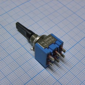 MTS-213-E1, тумблер ON-OFF-(ON) 2 группы контактов 3А 250В ручка - пластик
