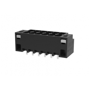 Вилочный разъем на плату MC-DPT3.5V14-F-BK-2000, Вилочный разъем, 2 этажа, вертикальный, на плату, шаг: 3.5 мм, 14х2 полюсов, фиксация на плате пайкой, исполнение: с монтажными фланцами, 160V, 8A, цвет: черный