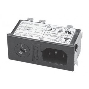 06AN5, Модули подачи электропитания переменного тока Power Entry Module, Snap-In Mounting, 115/250VAC, 6A, N/A-Lug, Metal Case