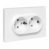 Механизм розетки двойной, 16А, с заземлением, без шторок, с рамкой, белый Эпика EKF UP1-SOW-210