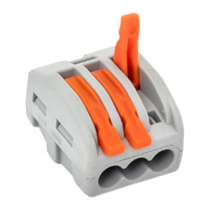 Клемма строительно-монтажная СМК 222-413 3-проводная 0.08-2.5кв.мм с рычагом (уп.100шт) PROxima plc-smk-413