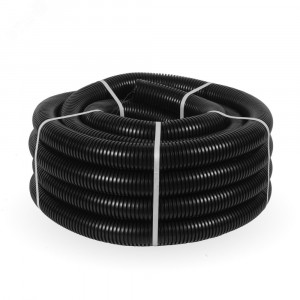 Труба гофрированная ПА негорючая (НГ) стойкая к ультрафиолету (УФ) черная с/з d50 мм (15м/660м уп/пал) PR02.0209