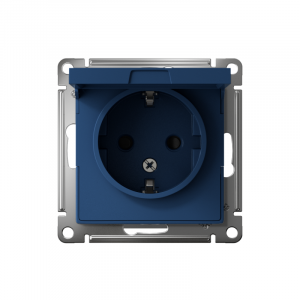 Розетка AtlasDesign 16А IP20 с заземл. защ. шторки с крышкой механизм аквамарин SE ATN001146