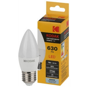 Лампочка светодиодная Kodak LED KODAK B35-7W-840-E27 E27 / Е27 7Вт свеча нейтральный белый свет(кр.1шт) [Б0057627]