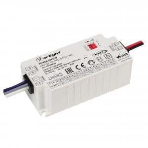 Блок питания ARJ-SP-10-PFC-DALI2-INS (10W, 9-42V, 0.12-0.35A) 030908(1), Диммируемый источник тока по протоколу DALI 2.0 (диапазон 0.1-100%) с гальванической развязкой для светильников и мощных светодиодов. Входное напряжение 120-240 VAC. Выходные параметры: 9-42 V - 120/150/180/210 mА, 9-38V - 260mA, 9-34V - 290mA, 9-31V - 32