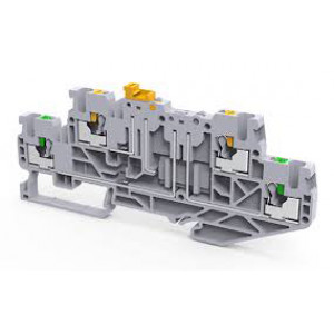 Этажная клемма CPDLKFT2.5, Этажная клемма с ножевым размыкателем, 2 этажа, тип фиксации провода: Push-in, номинальное сечение: 2,5 мм кв., 16A, 500V, ширина: 5 мм, цвет: серый, тип монтажа: DIN35