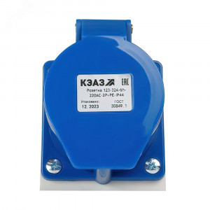 Розетка 123 32А 220В AC 2P+PE 6ч для монтажа на поверхность IP44 222747