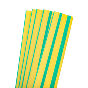 Термоусаживаемая трубка ТУТ нг 30/15 желто-зеленая в отрезках по 1м PROxima tut-30-yg-1m