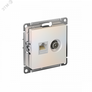 Розетка компьютерная + телевизионная 2-м AtlasDesign RJ45 кат.5E + TV механизм жемчуж. SE ATN000489