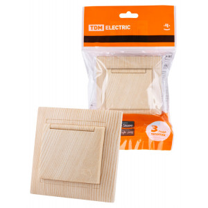 Розетка 2П+З 16А 250В IP44 с крышкой сосна "Лама" SQ1815-0326