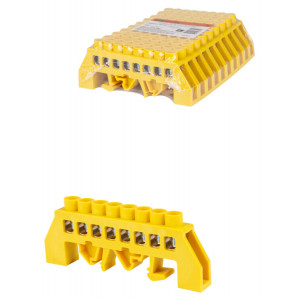 Шина "PE" "земля" в желтом изоляторе на DIN-рейку 8x12мм 8 групп SQ0801-0215