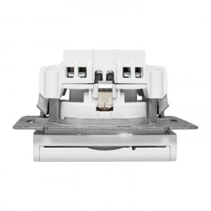 Механизм розетки, 16А, IP44, с заземлением, со шторками, c крышкой, белый Эпика EKF UP1-SOW-111-44