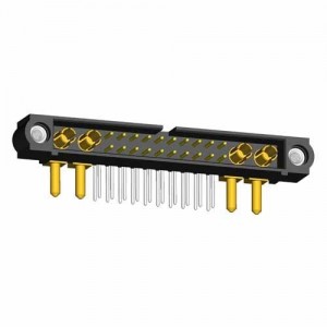 M80-5L22022M1-02-334-02-334, Электропитание платы Datamate 2-Row Mix-Tek Male Horizontal Throughboard Connector, Jackscrews, 20 x 4.5mm Throughboard signal contacts, 4 x 5mm Throughboard Power contacts