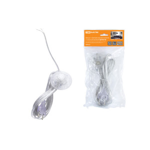 Шнур с ножным выключателем и плоской вилкой ШУН01В ШВВП 2х0,75мм2 3,5м. прозрачный SQ1305-0064