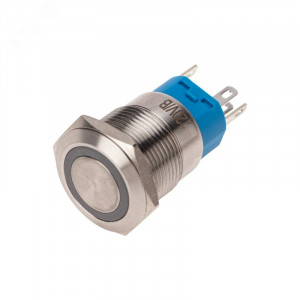 A19-C1-A-1 с синей подсветкой, Кнопка антивандальная с подсветкой 250В d19 5A 250B (5c) ON-OFF/OFF-ON с фиксацией