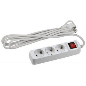 Удлинитель 3х3м с заземл. 10А IP20 UX-3es-3m ПВС 3х0.75 с выкл. Б0035751