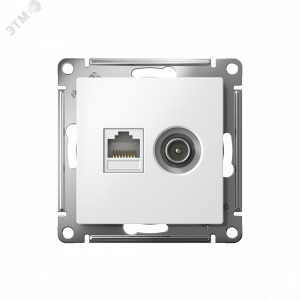 Розетка компьютерная + телевизионная 2-м AtlasDesign RJ45 кат.5E + TV механизм бел. SE ATN000189