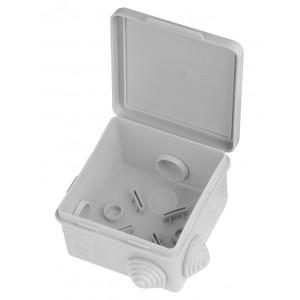 Распаячная коробка ОП 80х80х50мм, крышка, IP54, 7вх. инд. штрихкод SQ1401-0512