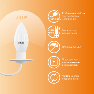 Лампа светодиодная Elementary 12Вт свеча 3000К тепл. бел. E14 880лм 33112