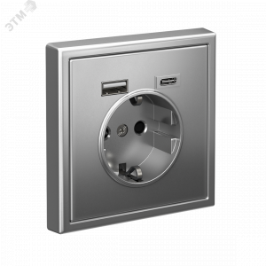 ARTGALLERY розетка 16А с 2 USB A+C, 5В/2,4А/3,0А, 2х5В/1,5А, механизм, сталь GAL000932