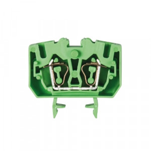 Проходная клемма (MINI) WKF 2,5/MD/15 GR, Проходная клемма, MINI, верхний подвод кабеля, 4 точки подключения, тип фиксации провода: пружинный, номинальное сечение: 2,5 мм кв., 24A, 800V, ширина: 10 мм, цвет: зеленый, тип монтажа: DIN15