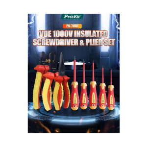 PK-2801, Набор диэлектрических инструментов до 1000В, 8 предметов в сумке на молнии