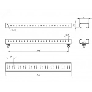 Комплект реек для установки главной шинной системы, 300мм R5BBMR300