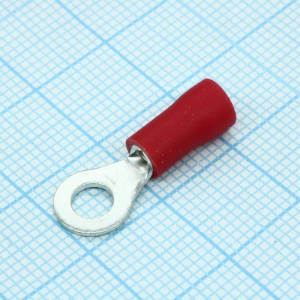 RV1.25-4L  Red, наконечник кабельный кольцевой с изоляцией d=4.3мм, сеч. пров.0.5-1.5мм2