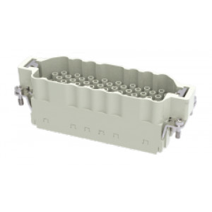 Вилочная контактная вставка DEEE-064-MC, Вилочная контактная вставка, обжимная фиксация, 64 полюса + PE, типоразмер 24B, 500V, 16A, (обжимные контакты поставляются отдельно)