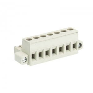 Розетка Wiecon 8213 B / 7 F OB, Розеточный разъем, угловой, на кабель, шаг: 5.08 мм, 7 полюсов, фиксация провода винтовая, исполнение: с монтажными фланцами, без маркировки, 400V, 12А, цвет: серый